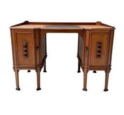 Art Deco Amsterdamse School Oak Pedestal Desk, 1920s